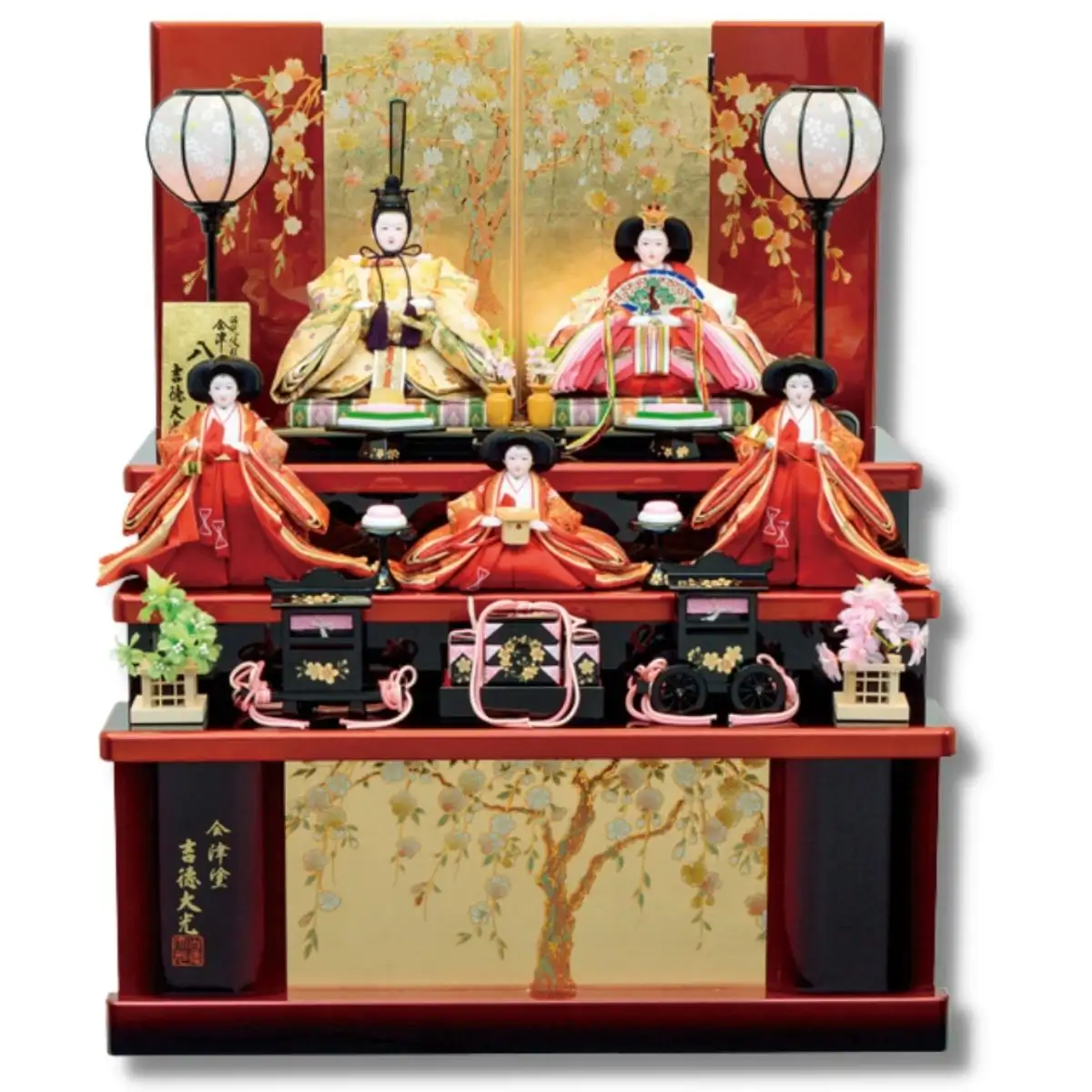 吉徳「会津八重桜」 衣裳着木製三段収納飾り