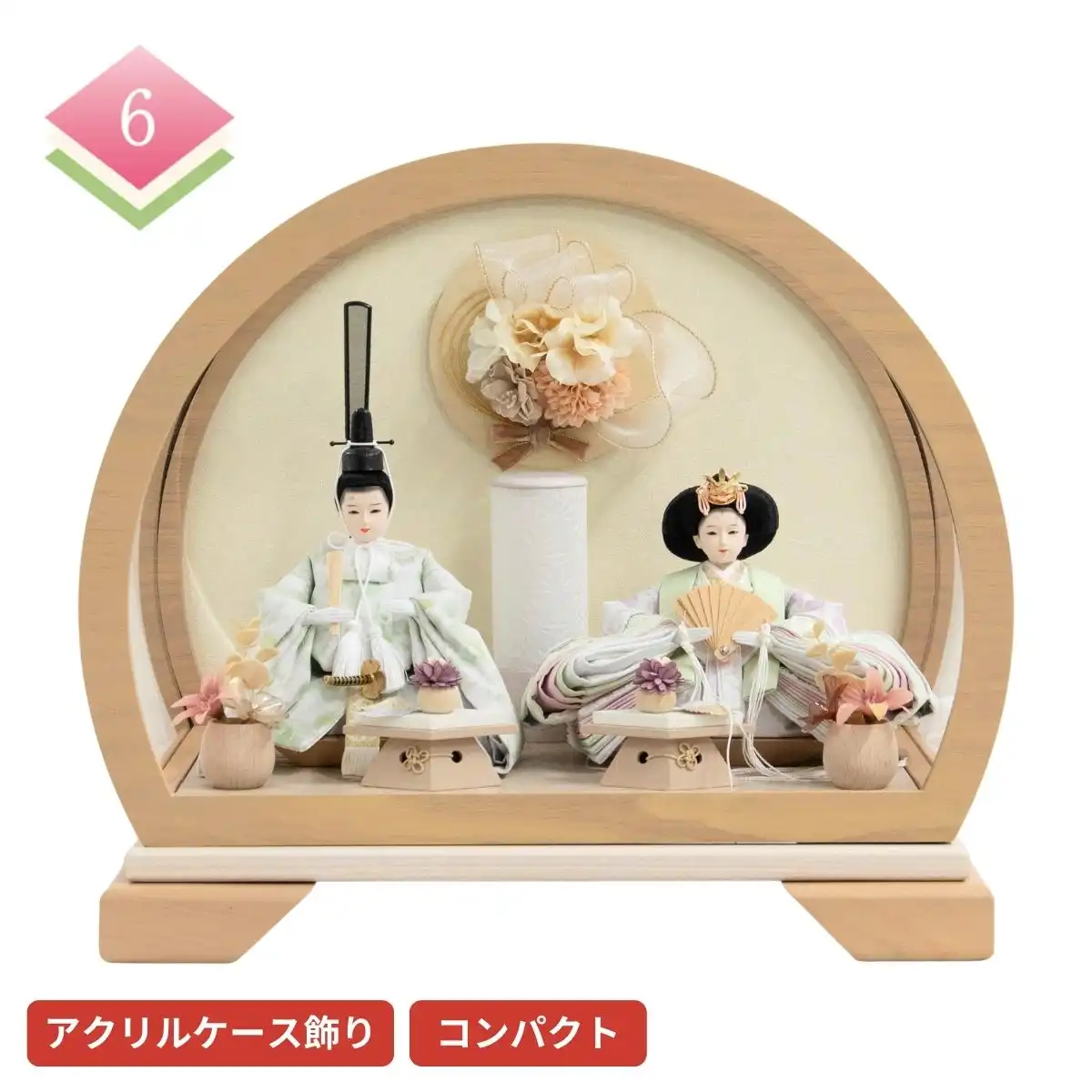 【完売しました】雛人形  衣裳着親王アクリルケース飾り (桜花/白)