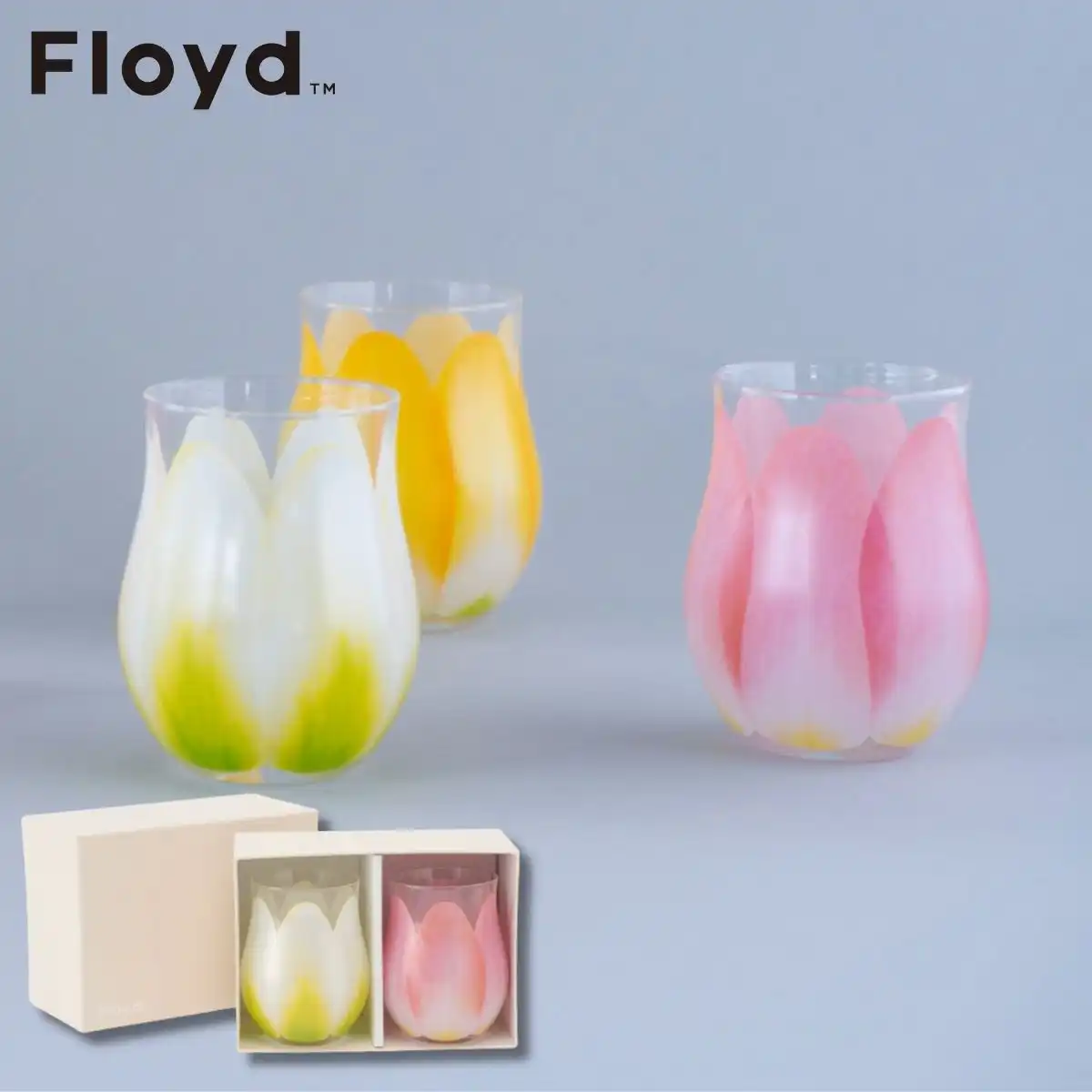 Floydフロイド　チューリップグラス2個セット　ホワイト・レッド