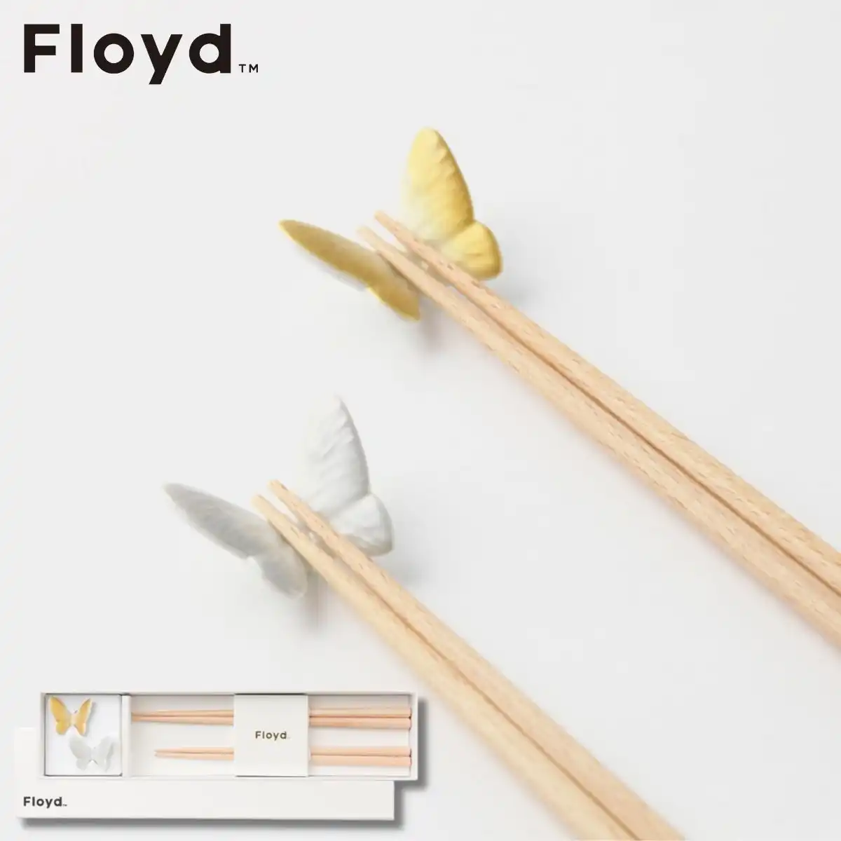 Floydフロイド　バタフライ　箸置き＆夫婦箸セット　ゴールド・シルバー